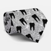 Dentist Teeth Dental Care Faux Silver Glitter Stropdas (Opgerold)