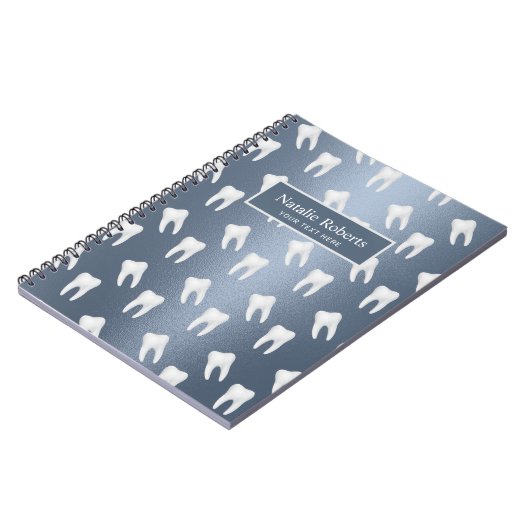 Dentist Teeth Pattern Dental Office Dusty Blue Notitieboek (Linkerzijde)