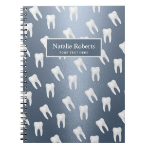 Dentist Teeth Pattern Dental Office Dusty Blue Notitieboek