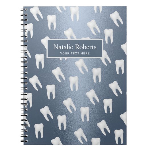 Dentist Teeth Pattern Dental Office Dusty Blue Notitieboek (Voorkant)