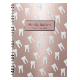 Dentist Teeth Pattern Dental Office Roos Gold Notitieboek