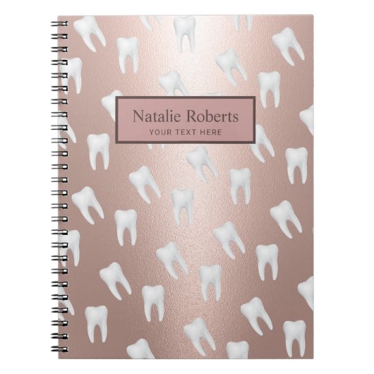Dentist Teeth Pattern Dental Office Roos Gold Notitieboek (Voorkant)