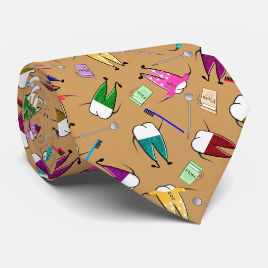 Dentist Teeth People Art Gold Stropdas (Opgerold)