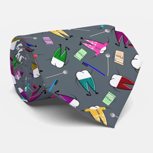 Dentist Teeth People Art Grey Stropdas (Opgerold)