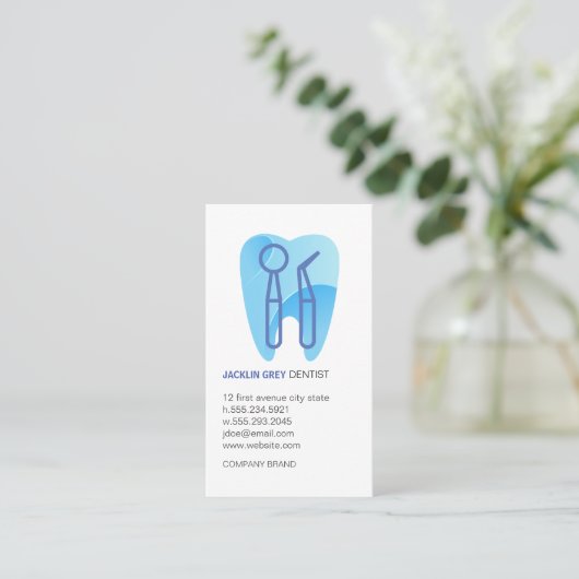 Dentist Tools en Tooth Logo Visitekaartje (Staand voorkant)