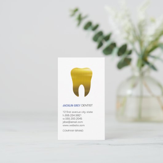Dentist Tools | Gold Tooth Visitekaartje (Staand voorkant)