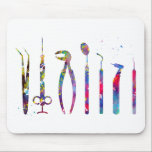 Dentist Tools Muismat<br><div class="desc">Tandheelkundige artikelen,  tandheelkundige kunst,  Waterverf afdrukken,  Gift,  tandheelkundige instrumenten,  chirurgische tandheelkunde,  klinisch decor</div>