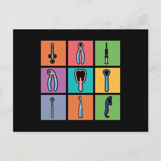 Dentist Tools Pop Art Dentistry Tooth Doctor Teeth Briefkaart (Voorkant)