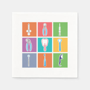 Dentist Tools Pop Art Dentistry Tooth Doctor Teeth Servet