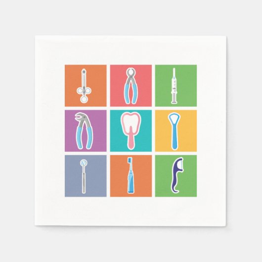 Dentist Tools Pop Art Dentistry Tooth Doctor Teeth Servet (Voorkant)