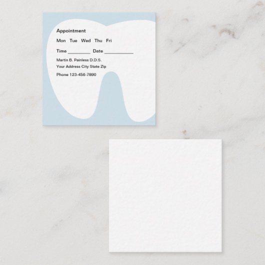 Dentist Tooth Background Appointherinnering Vierkante Visitekaartje (Voorkant / Achterkant)