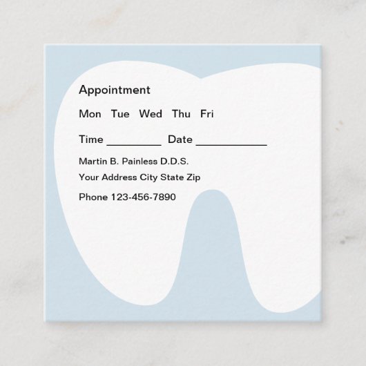 Dentist Tooth Background Appointherinnering Vierkante Visitekaartje (Voorkant)