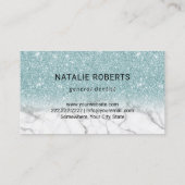 Dentist Tooth Blue Glitter Marble Dental Care Visitekaartje (Achterkant)