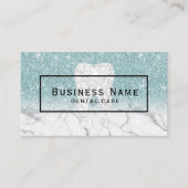 Dentist Tooth Blue Glitter Marble Dental Care Visitekaartje (Voorkant)