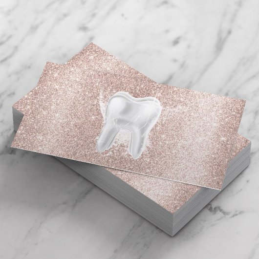 Dentist Tooth Blush Roos Gold Glitter Dental Care Visitekaartje