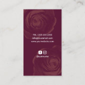 Dentist Tooth Burgundy Red Floral Visitekaartje (Achterkant)