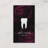 Dentist Tooth Burgundy Red Floral Visitekaartje (Voorkant)