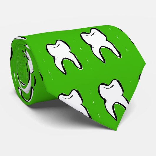 Dentist Tooth Design Necktie-Groen Stropdas (Opgerold)