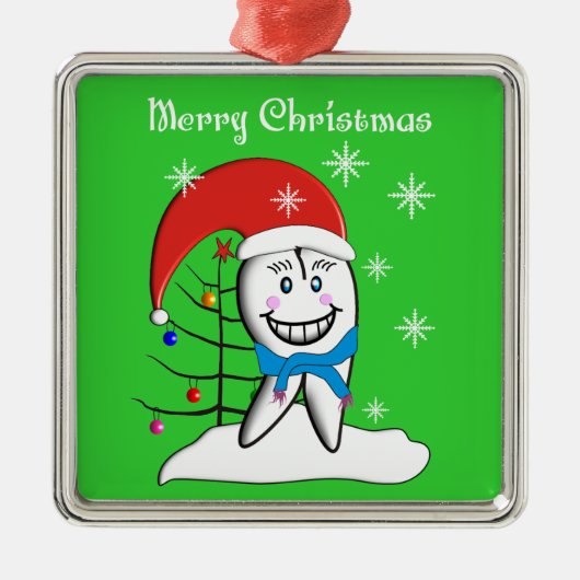 Dentist Tooth-kerstversiering Metalen Ornament (Voorkant)