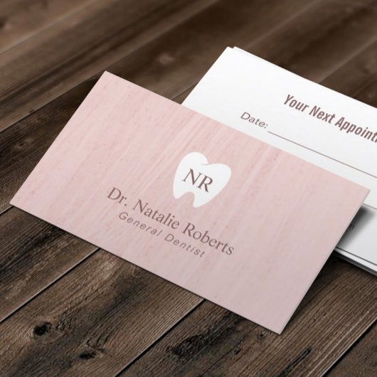 Dentist Tooth Logo Blush Pink Dental Appointment Afsprakenkaartje