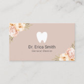 Dentist Tooth Logo Floral Blush Dental Visitekaartje (Voorkant)