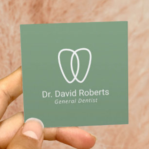 Dentist Tooth-Logo minimalistische Groene tandheel Vierkante Visitekaartje