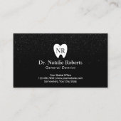 Dentist Tooth Logo Modern Black Glitter Dental Afsprakenkaartje (Voorkant)