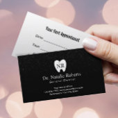 Dentist Tooth Logo Modern Black Glitter Dental Afsprakenkaartje
