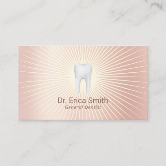 Dentist Tooth Logo Moderne Roos Gold Dental Care Visitekaartje (Voorkant)