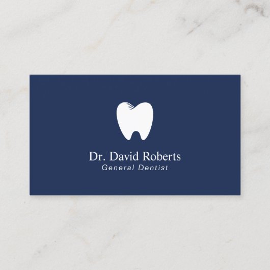 Dentist Tooth Logo Navy Blue Dental Appointment Afsprakenkaartje (Voorkant)