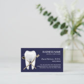Dentist Tooth Logo Navy Blue Dental Office Afsprakenkaartje (Staand voorkant)