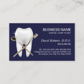 Dentist Tooth Logo Navy Blue Dental Office Afsprakenkaartje (Voorkant)