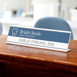 Dentist Tooth Logo Navy Blue Modern Office Bureau Naambordje
