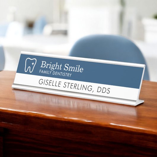 Dentist Tooth Logo Navy Blue Modern Office Bureau Naambordje