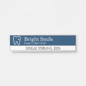 Dentist Tooth Logo Navy Blue Modern Office Deurbordje (Voorkant)