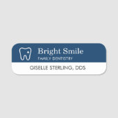 Dentist Tooth Logo Navy Blue Modern Office Naamplaatje (Voorkant)