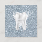 Dentist Tooth Modern Dusty Blue Glitter Dental Vierkante Visitekaartje (Voorkant)