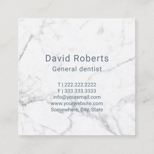 Dentist Tooth Modern Dusty Blue Glitter Dental Vierkante Visitekaartje (Achterkant)