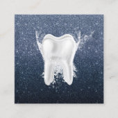 Dentist Tooth Modern Navy Blue Glitter Dental Vierkante Visitekaartje (Voorkant)