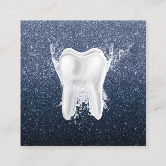 Dentist Tooth Modern Navy Blue Glitter Dental Vierkante Visitekaartje (Voorkant)