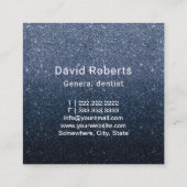 Dentist Tooth Modern Navy Blue Glitter Dental Vierkante Visitekaartje (Achterkant)