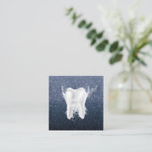 Dentist Tooth Modern Navy Blue Glitter Dental Vierkante Visitekaartje (Staand voorkant)
