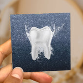 Dentist Tooth Modern Navy Blue Glitter Dental Vierkante Visitekaartje