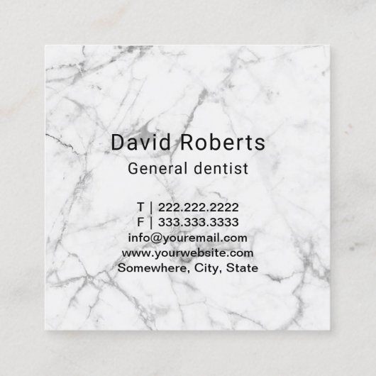Dentist Tooth Modern Silver Glitter Dental Clinic Vierkante Visitekaartje (Achterkant)