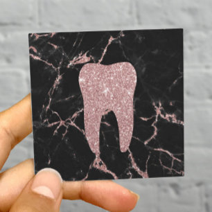 Dentist Tooth Moderne Roos Gold Marble Dental Care Vierkante Visitekaartje
