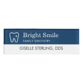 Dentist Tooth Office Navy Blue Modern Business Naambadge (Voorkant)