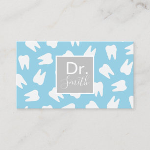 Dentist Tooth Pattern Elegant Blue Dental Care Visitekaartje
