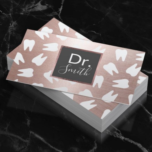 Dentist Tooth Pattern Moderne Roos Gold Dental Car Visitekaartje