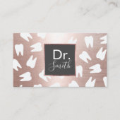 Dentist Tooth Pattern Moderne Roos Gold Dental Car Visitekaartje (Voorkant)
