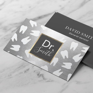 Dentist Tooth Pattern Moderne Silver Dental Care Visitekaartje